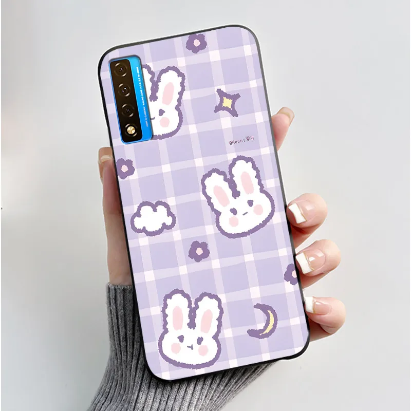 Floral Pattern Shockproof Case - Fashion Cartoon Design, Soft Black Cover