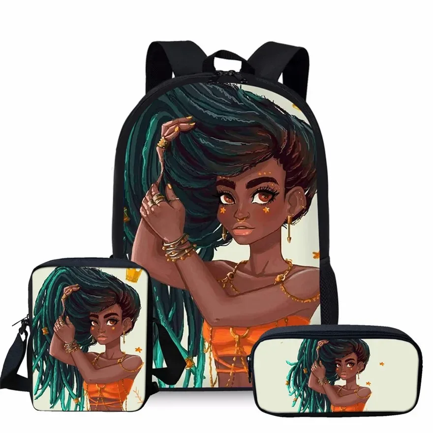 3d print harajuku backpack for girl,3pcs/set,popular,african girl,school backpack,laptop,backpack,shoulder bag,case