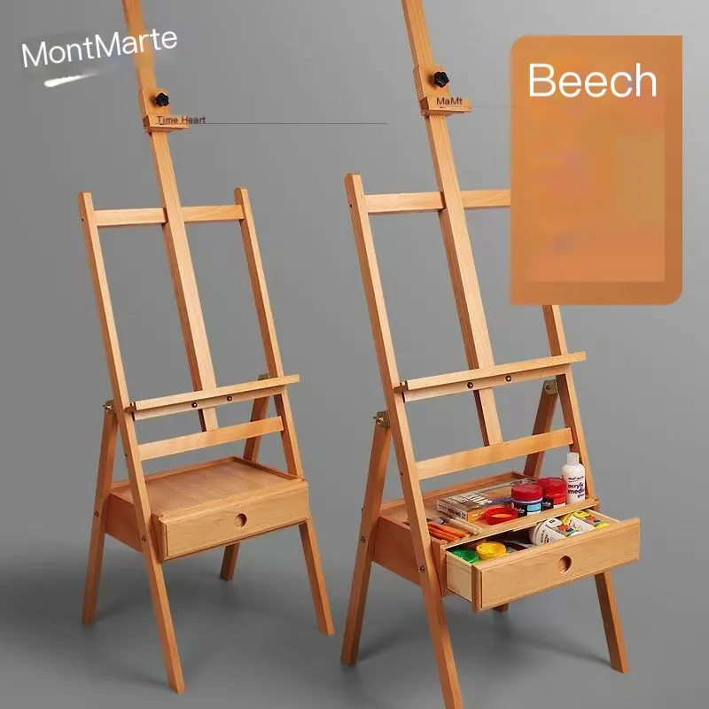 Foldable Beech Wood Frame Drawer Style Oil Painting Bracket Sketching Board Adjustable Easel