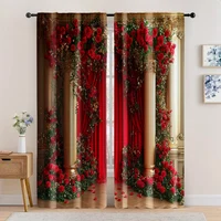 2pc,  Valentine's Day Window Curtains Luxury Vintage Rose Arch Durable Polyester,Without Electricity Birthday Party for 1