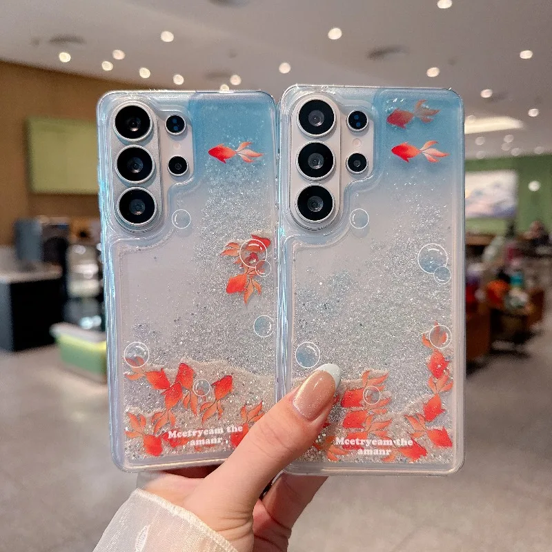 3D Goldfish Bling Liquid Quicksand Shockproof Phone Case