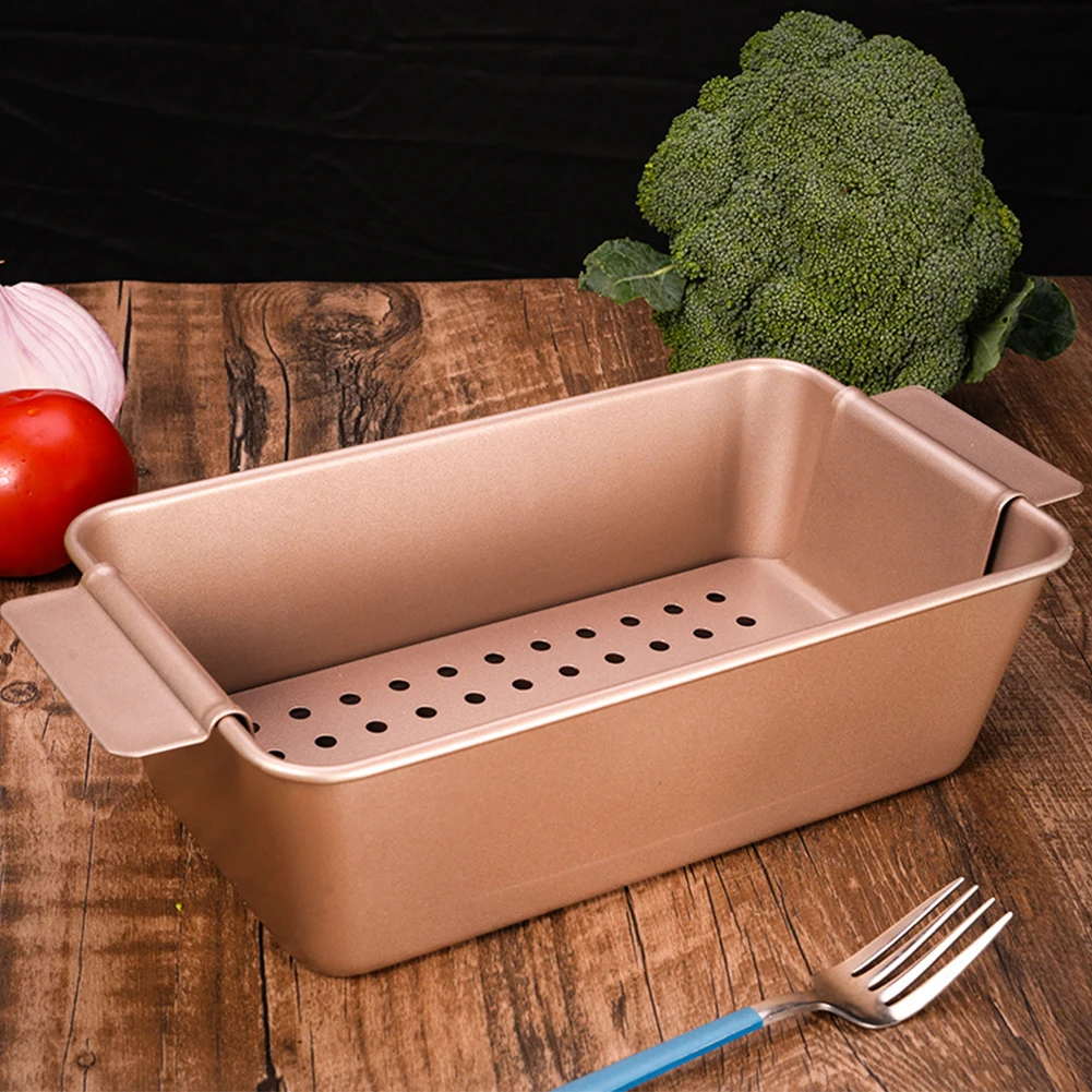 Rectangular Toast Baking Pan with Drainage Tray Pie Meatloaf Metal Pan Nonstick Household Bread Bake Mold Home Kitchen Tools