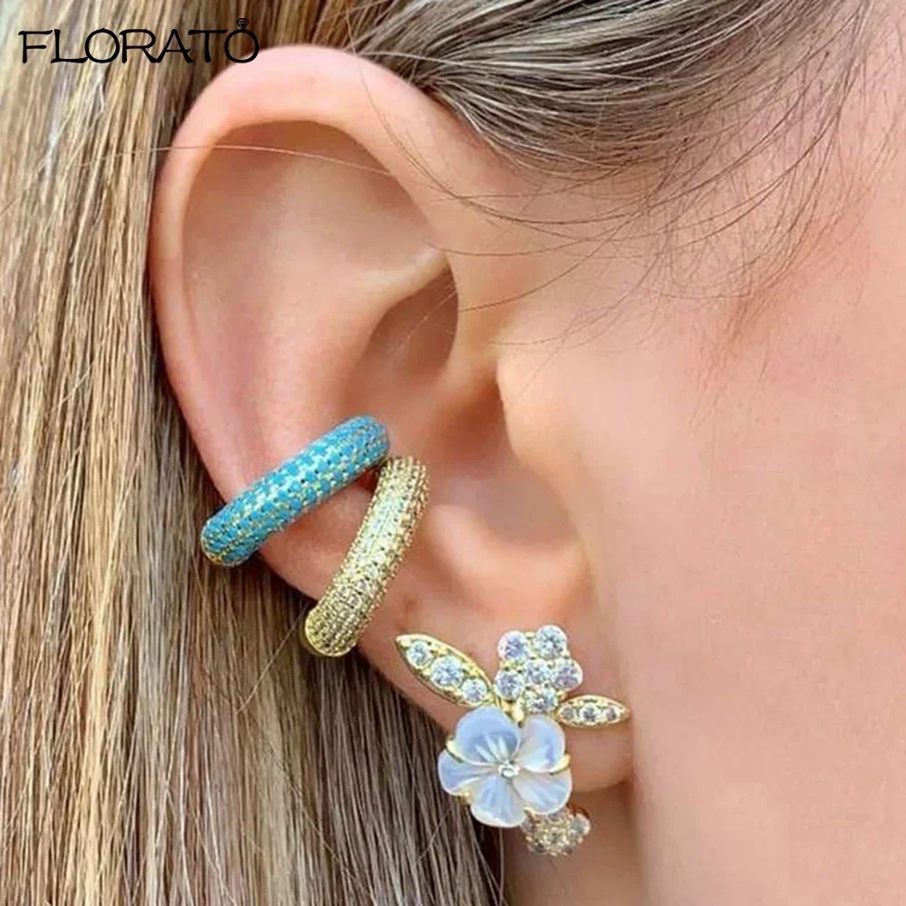 1PC Pave Crystal Ear Cuff Gold Metal Ear Clip for Women Adjustable C Shape Geometric Small Without Piercing Cuff Earring Jewelry ear clip earrings,clip earrings,ear clip,ear accessories