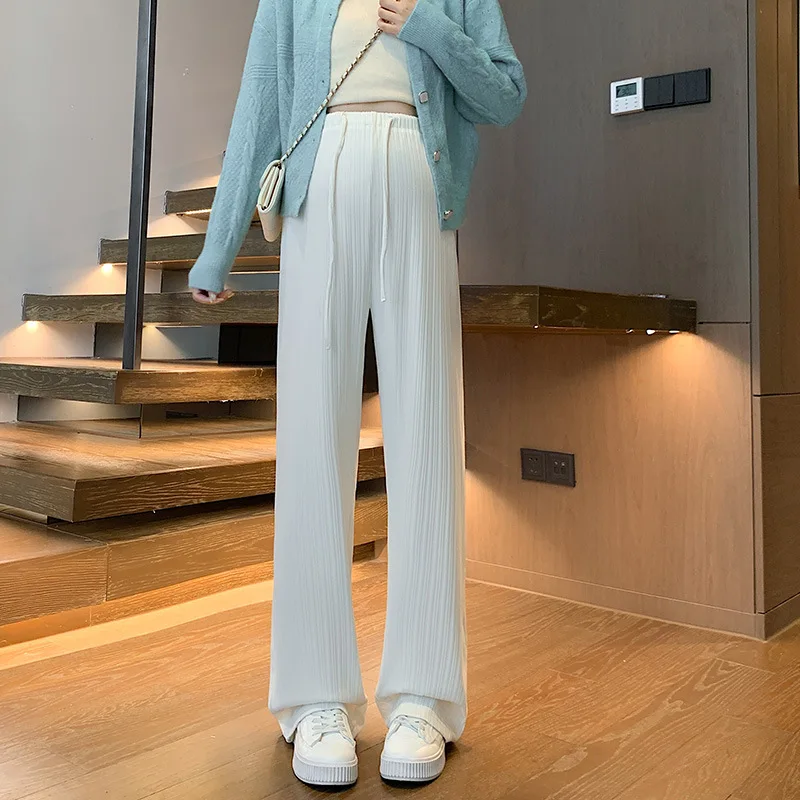 Maternity Pants Spring Autumn Summer Wide-Leg Pants Without Belly Support Drawstring Straight Wide-Leg Trousers