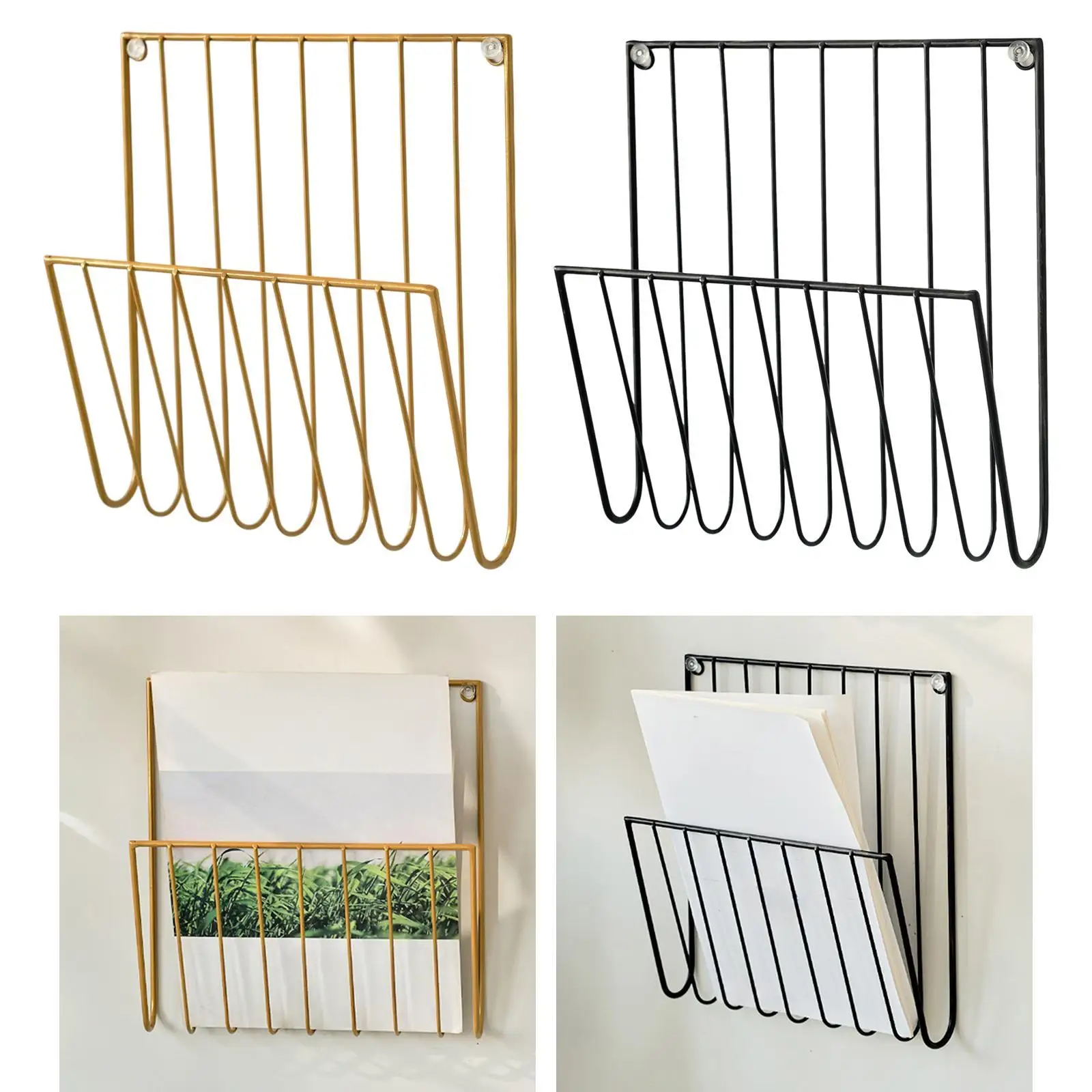 Magazine Rack Versatile Iron Decoration Office Home Hanging Wall File Holder Storage for Documents Books Magazines Papers files