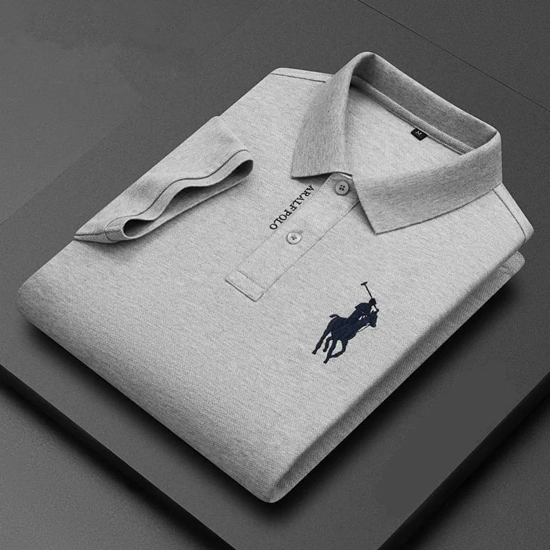 Polo Shirt Embroidered Men's Pure Cotton Short Sleeved Summer Business Casual Breathable 4xl