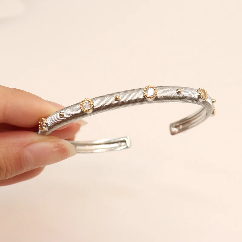 Famous Italian Craft 925 Sterling Silver Gems Emerald Ruby Sapphire Cuff Wristband Bangle Gold Luxury Italian Designer Jewelry