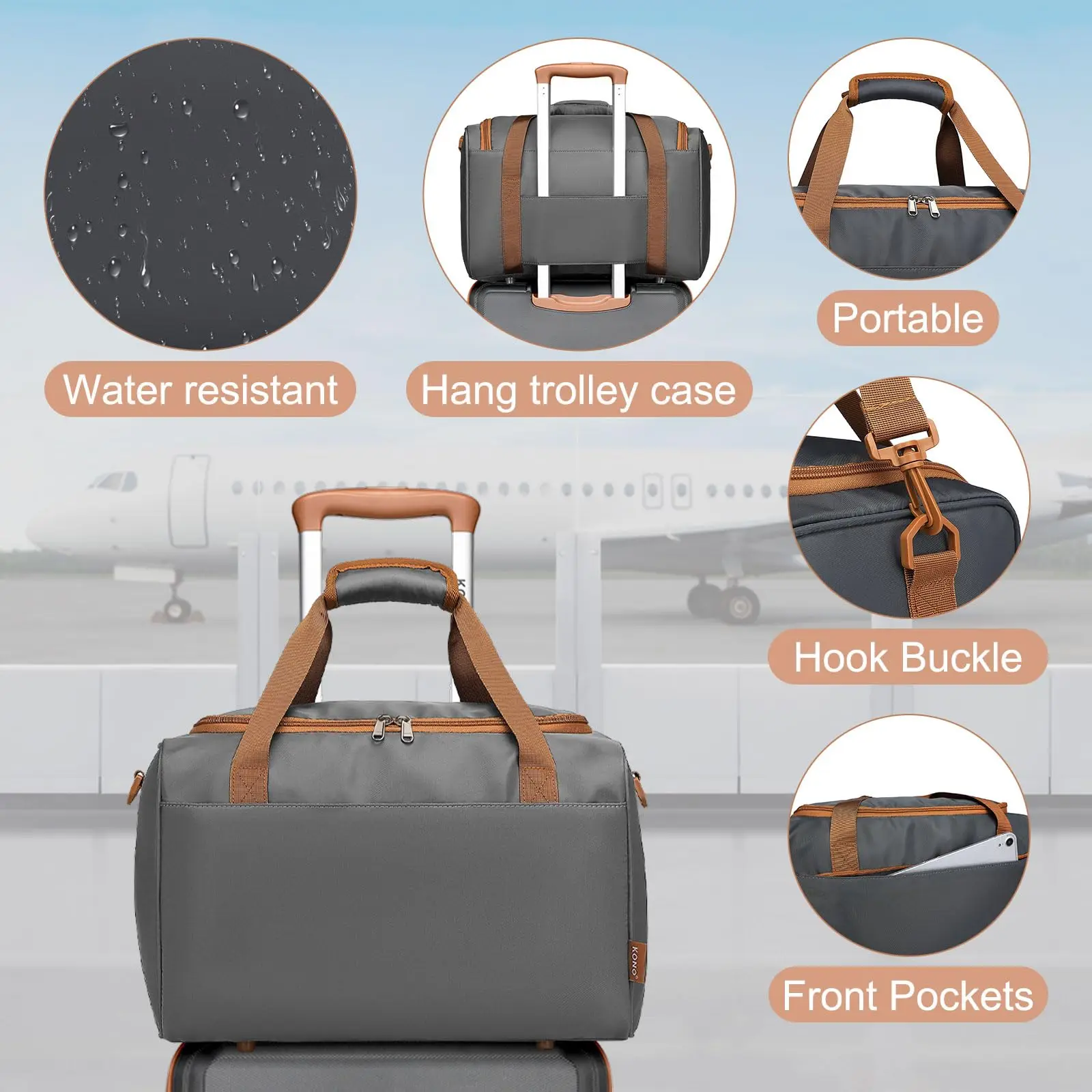Kono 2-Piece Lightweight Luggage Set, 55x40x22cm ABS Hard