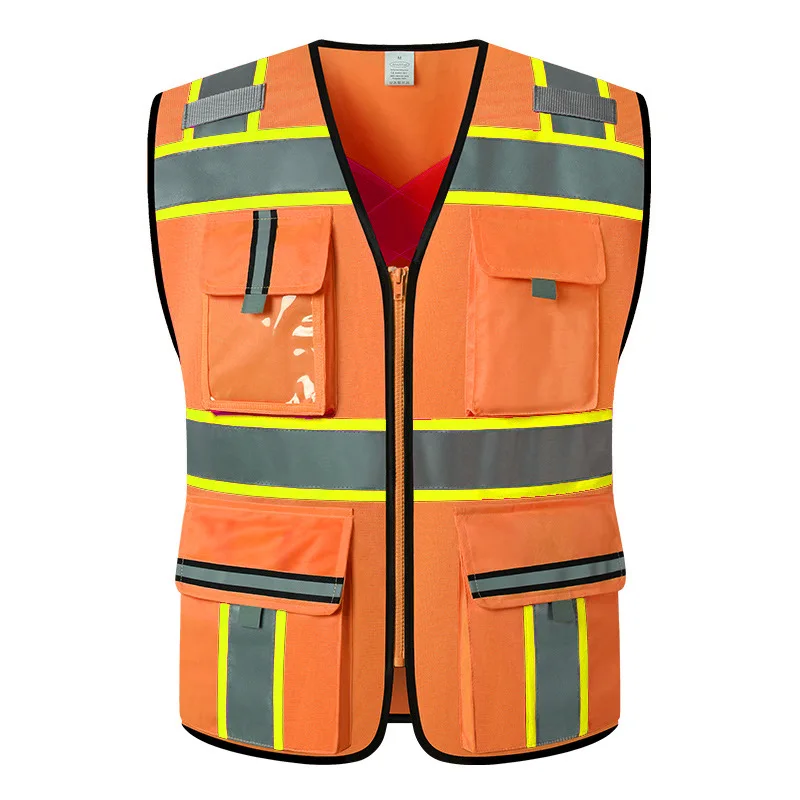 Rhino Hit Reflective Safety Vest With 8 Pockets - ANSI Certified High Visibility Mesh Vest For Work