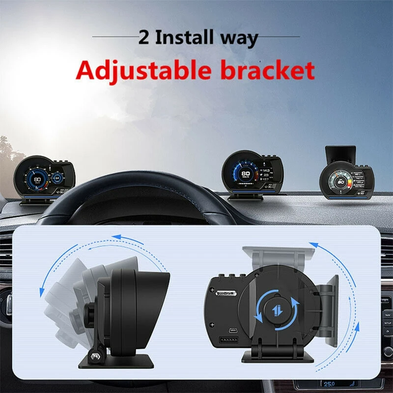 범용 자동차 디지털 속도계, 수온 전압 속도 알람 게이지, OBD2 GPS