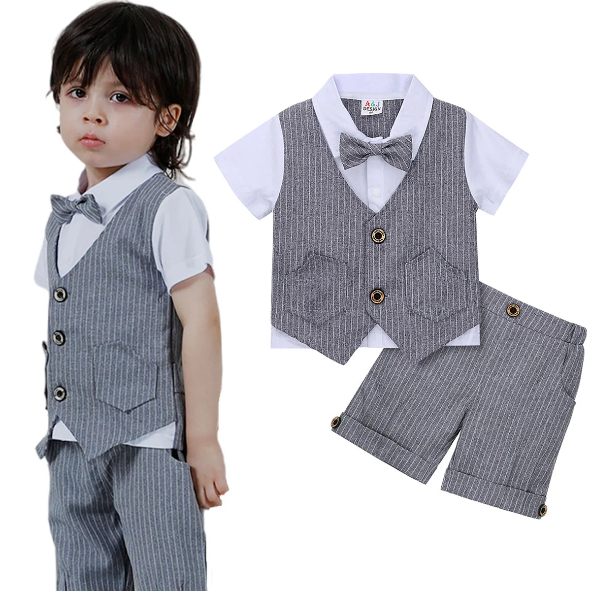 A&J DESIGN Baby Toddler Boys Gentleman Suit Set, 3pcs Outfits Shirts –  AJDESIGNBABY