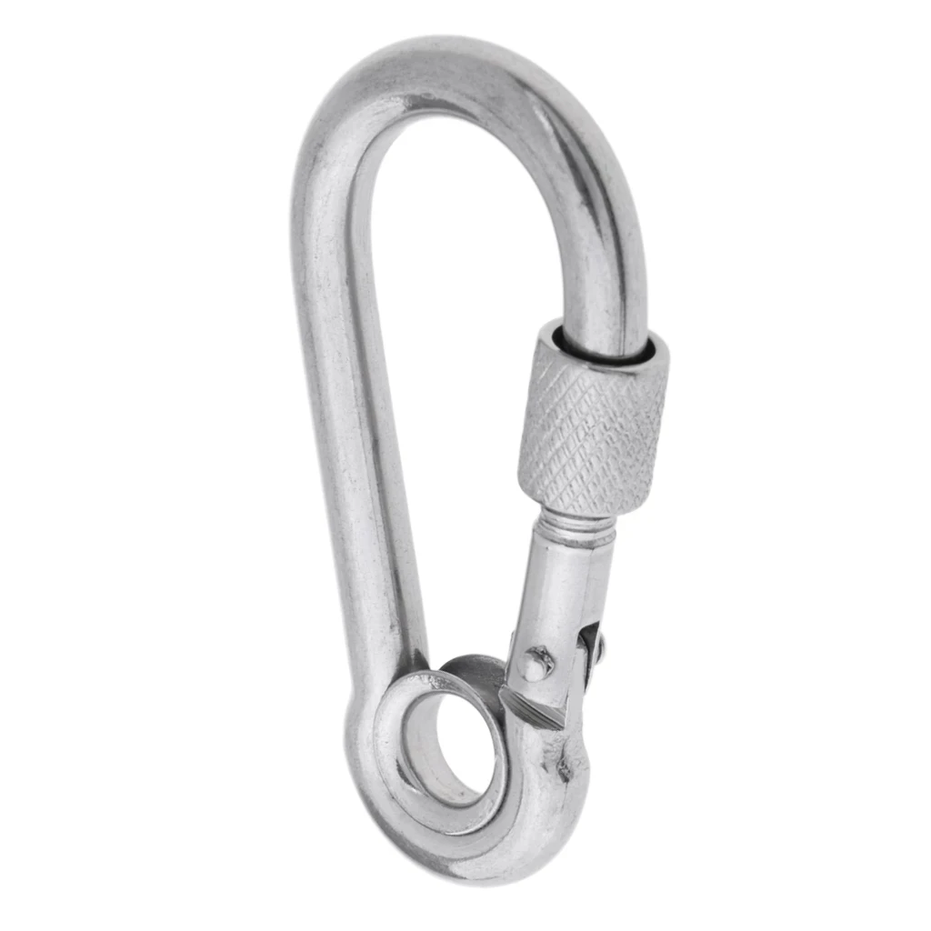 Boat 304 Stainless Steel 10x100mm Pet Carabiner Diving Quick Released Multifunctional Spring Snap Hook with Screw Safe Key Lock