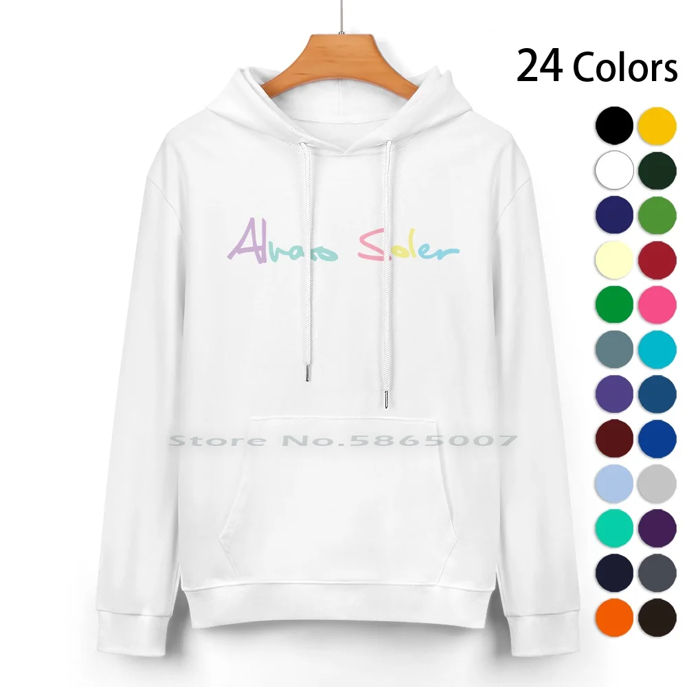 

Alvaro Soler-Handwritten Signature Design Pure Cotton Hoodie Sweater 24 Colors Ni De Aqui Ni De Alla Alvaro Soler 100% Cotton