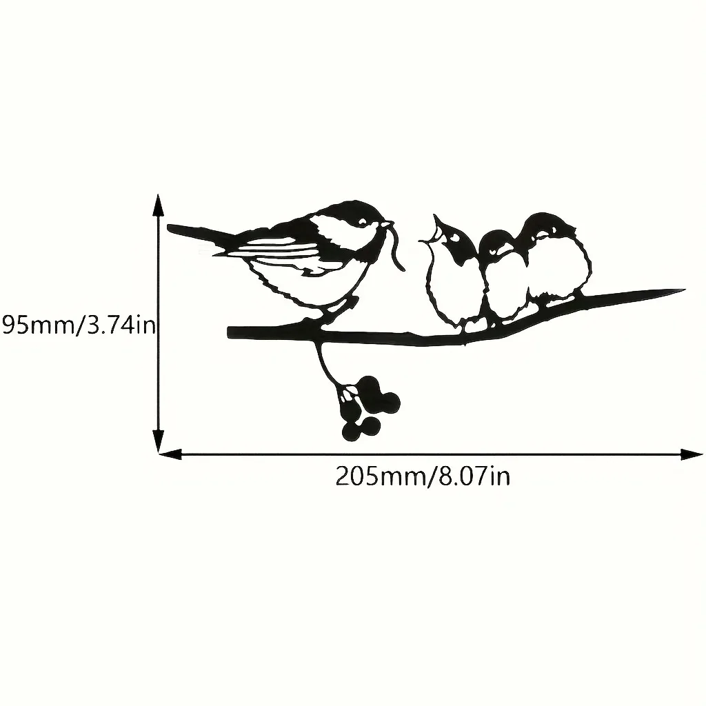 Four Birds On Branch Steel Silhouette Metal Wall Art for Home Garden