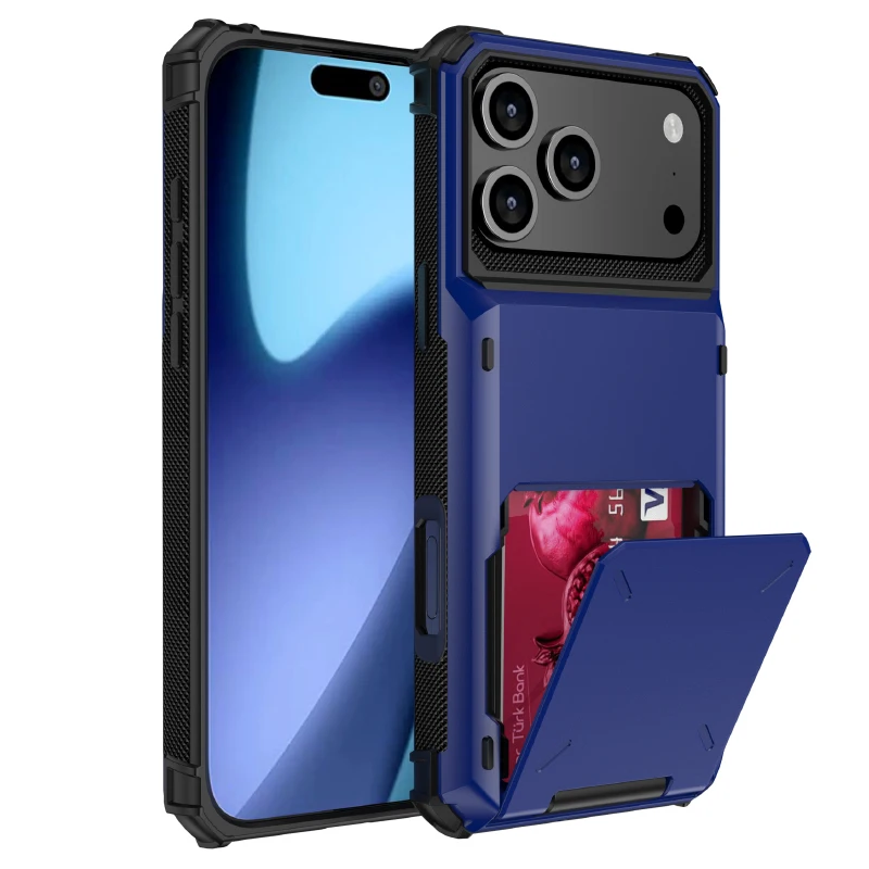Elegant Flip Wallet Card Slot Shockproof Phone Case with Dual Material Bumper