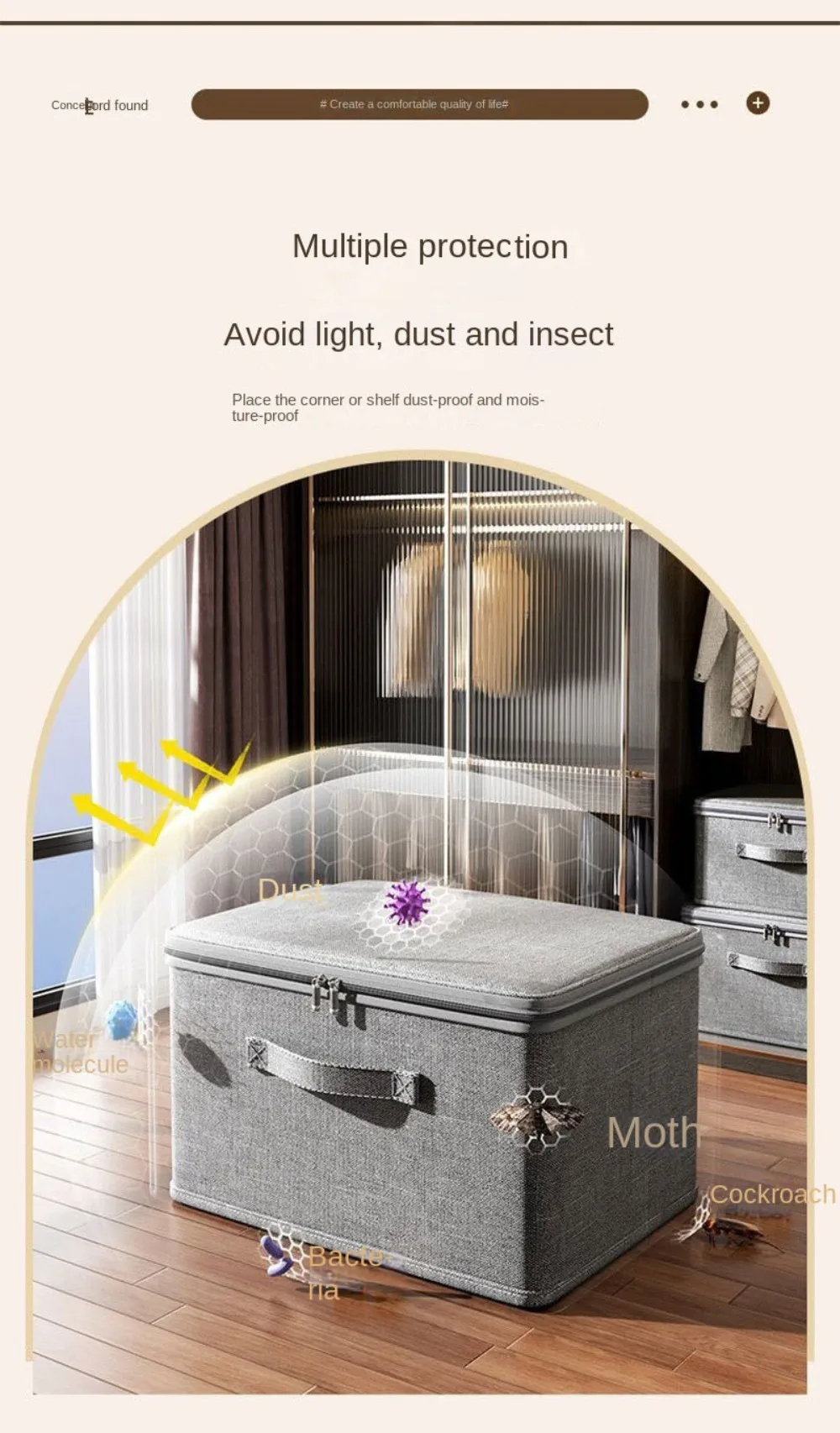 New Grey Clothing Storage Box With Dust Cover Box Home -