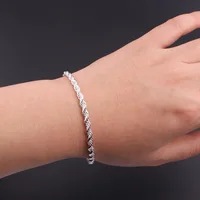 925 Sterling Silver 4MM Twisted Rope Bracelets For Women Men Fashion Minimalist Couple Chain Bracelet Male Unisex Jewelry Gifts - Image 3