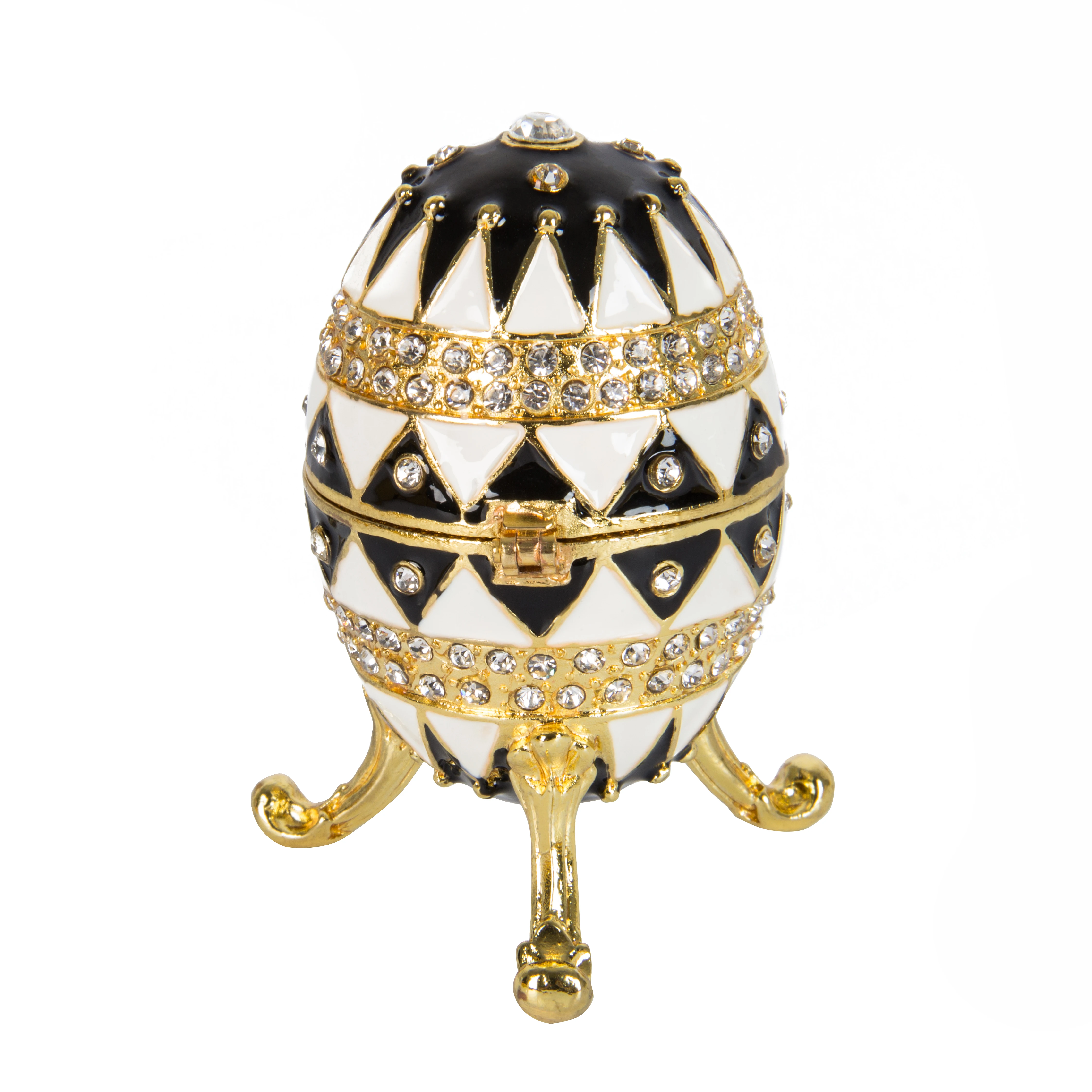 QIFU Crafts White and Black Faberge Egg for Easter Home Decoration 2