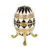 QIFU Crafts White and Black Faberge Egg for Easter Home Decoration 2