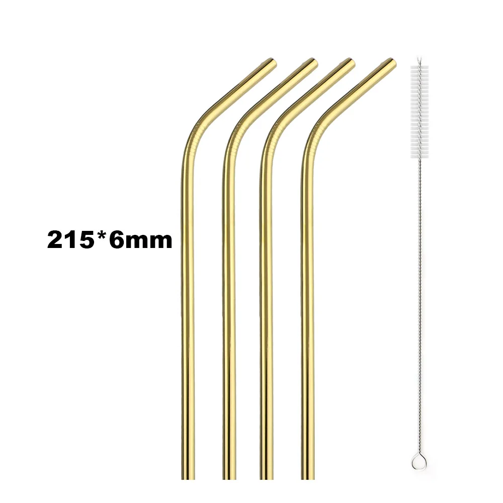 Premium Reusable Stainless Steel Drinking Straws with Cleaning Brush - Eco-Friendly Bar Accessory