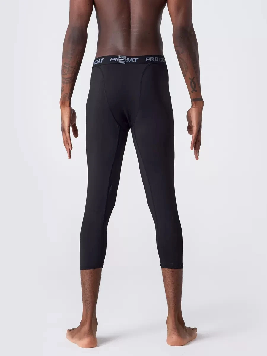 SONECHOKI Compression Calf-length Pants Men Running Tights Solid Basketball Legging Quick Dry Workout Elastic Waist Trousers men compression pants sports leggings