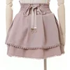 Japan Style High Waist Pleated Mini Skirts Bow Knot Design Mini Skirts Kawaii Slim Fit A-line Skirts Pink Lace Skirts For Women 2