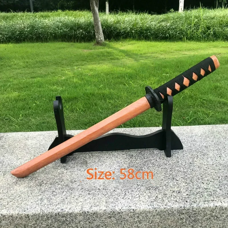 60cm Wood Stick Knife Toy Katana Sword Cosplay Props Personal Collecting Handicraft Children's Sword Toy Aikido Demon Slayer 3