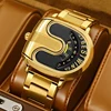 Gold Top Brand Luxury Men Watches Unique Design Stainless Steel Band Golden Dropship relogio masculino High Quality Male
