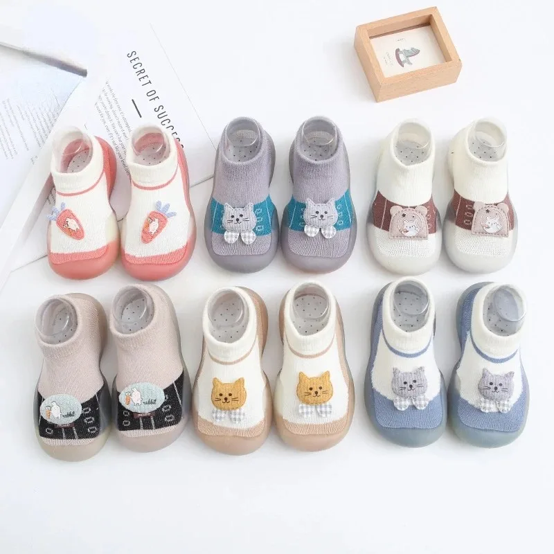 Spring Autumn Infant Toddler First Walker Baby Girls Boys Non-Skid Animals Sock Shoes Cotton Lightweight Slip-on Sneakers