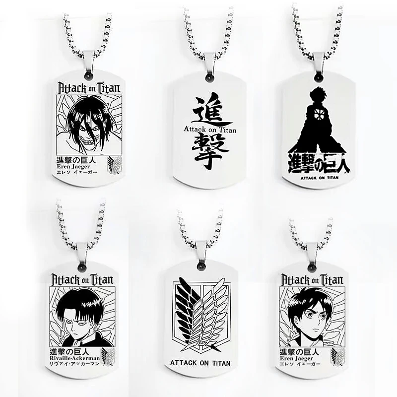 

New Attack On Titan Necklace Stainless Steel Necklaces For Women Men Gifts Eren Jaeger Figure Dog Tag Pendant Anime Accessories