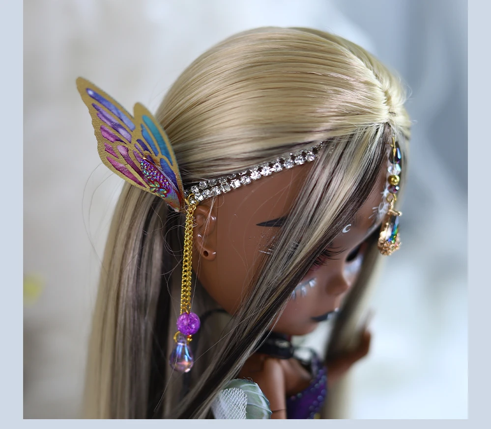 Eloise – Premium Custom Neo Blythe Doll with Multi-Color Hair, Black Skin & Matte Cute Face 15