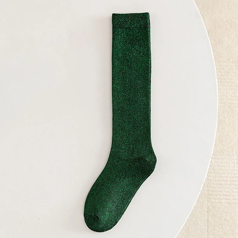 1/5 Paar Mode glänzende Glitzer gestreifte Damensocken süße Kawaii Winter warme Socken Streetwear trendige Felsen funkelnde helle Farbe – Detail 5