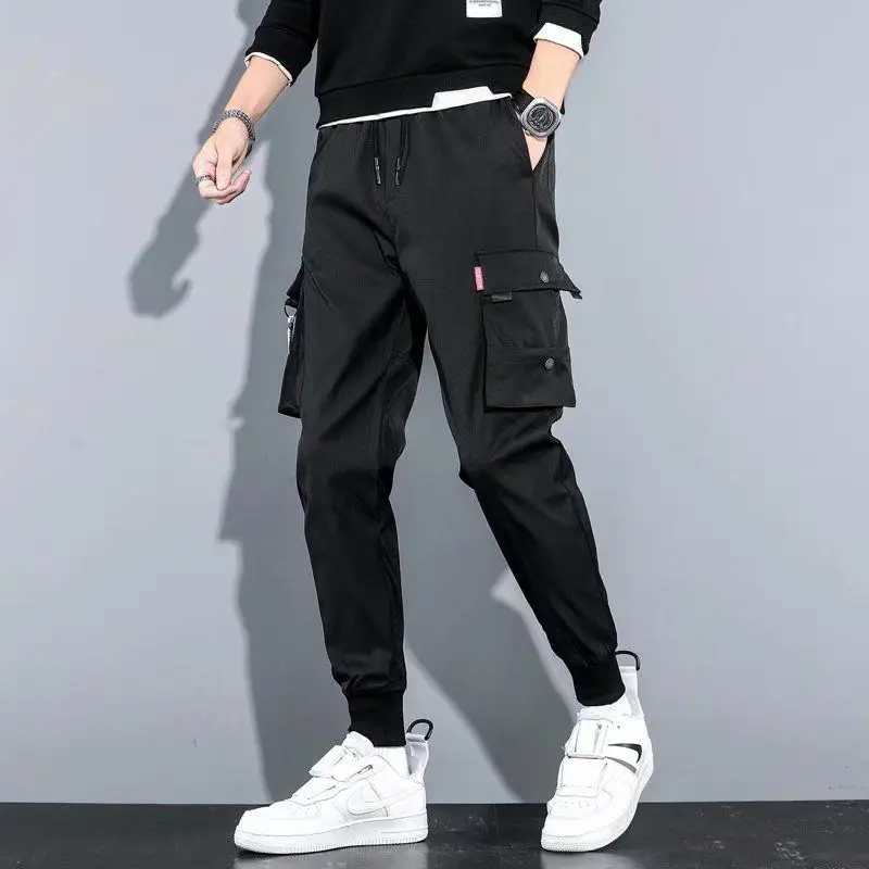 2024 Summer Elegant Fashion Harajuku Slim Fit Cargo Pants Loose All Match Casual Pants Thin Style Solid Pockets Wide Leg Pants