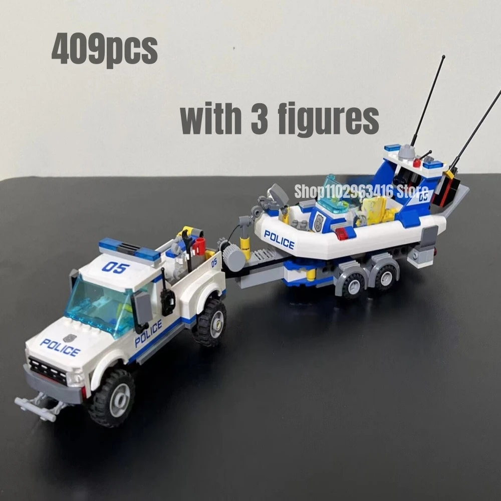 409Pcs Police Patrol Building Blocks Fit 60045 Model Bricks Toys For Chilren Gift