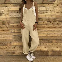 Women Plus Size Overalls Jumpsuits Casual Solid Loose Dungarees Romper Baggy Retro Fashion Trend Classic All-Match Jumpsuits