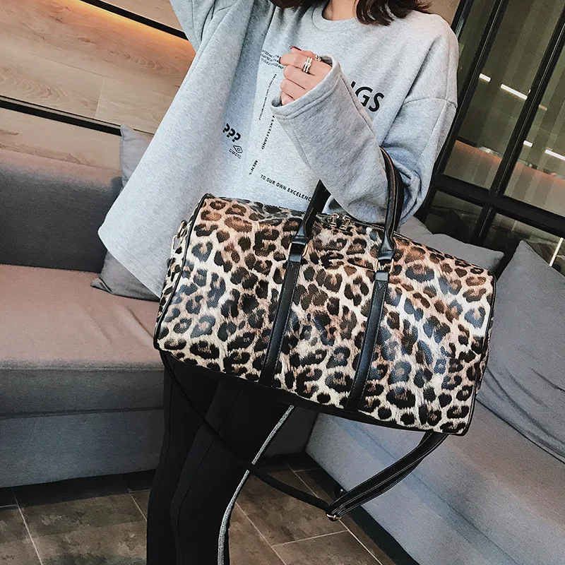 2021 Girls Pu Weekend Bag Leopard Cheetah Animal Print Duffle Tote With  Pink Handles Larege Travel Overnight Bag For Vacation 10 - Travel Tote -  AliExpress