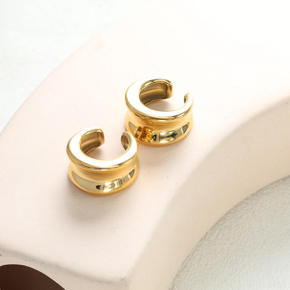 Stainless Steel C-shaped Crescent-shaped Ear Clip for Women Simple Niche Design Titanium Steel Ear Bone Clip Jewelry