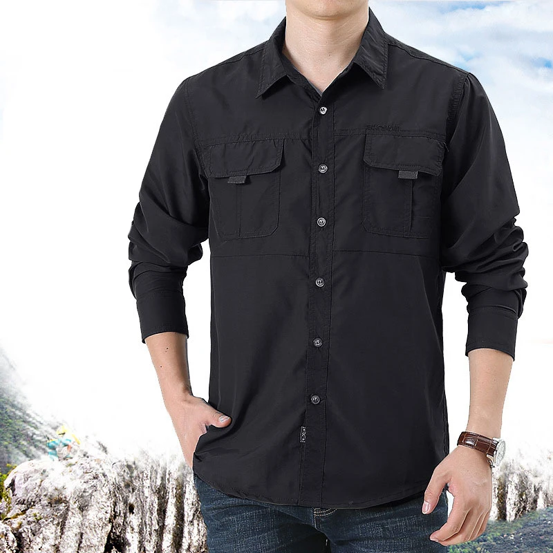 Hiking Shirts Outdoor Button Up Shirts Men Fishing Shirts Men Light
