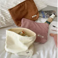 Grands sacs à cosmétiques doux pour femmes, trousse de toilette de maquillage, trousse de maquillage de voyage à la mode, trousse de rangement pour crayons et pinceaux en velours côtelé 1