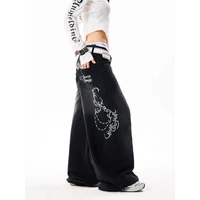 YIBASHU Women Vintage Embroidery Y2K Baggy Jeans Female High Waist 2000s Wide Leg Denim Pants American Retro Harajuku Trouser - Image 3