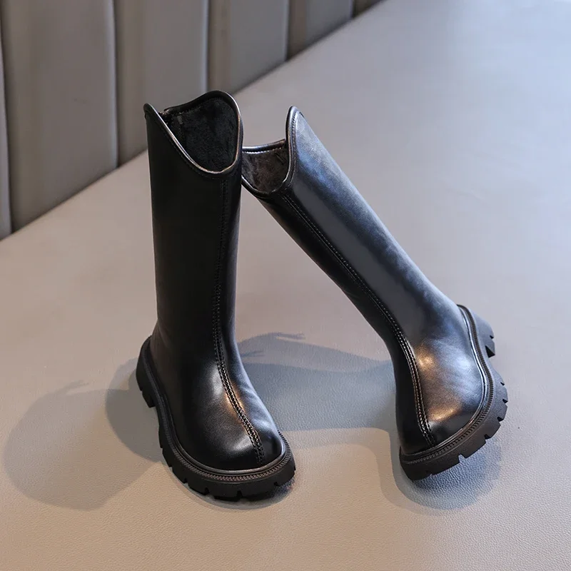 Girls Leather High Boots Winter Fashion Shoes