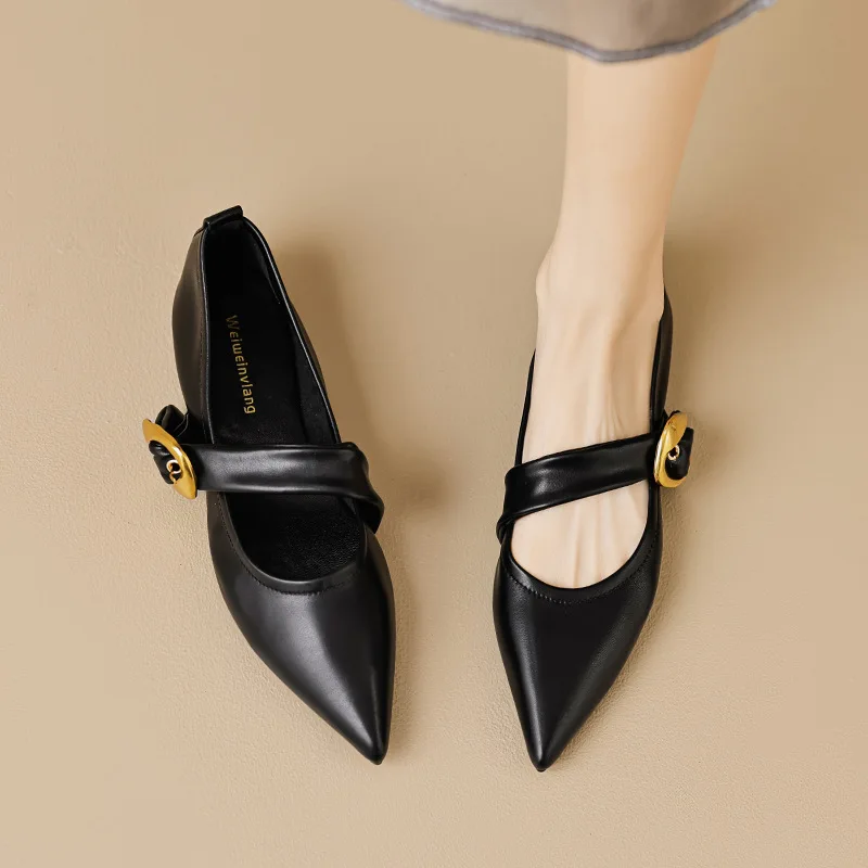 

New Versatile Fashion Flat Sole Single Shoes for Women with Pointed Toe and Shallow Mouth Large Size Women's Shoes