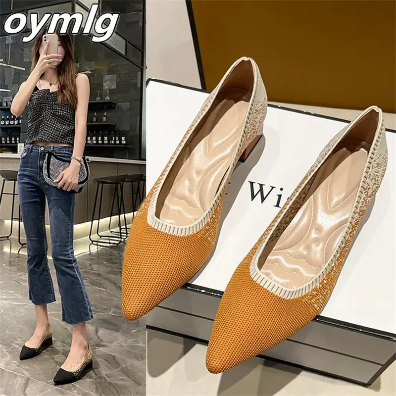 2024 autumn new princess shoes shallow mouth comfortable all-match flat bottom soft bottom knitted weave breathable gypsophila
