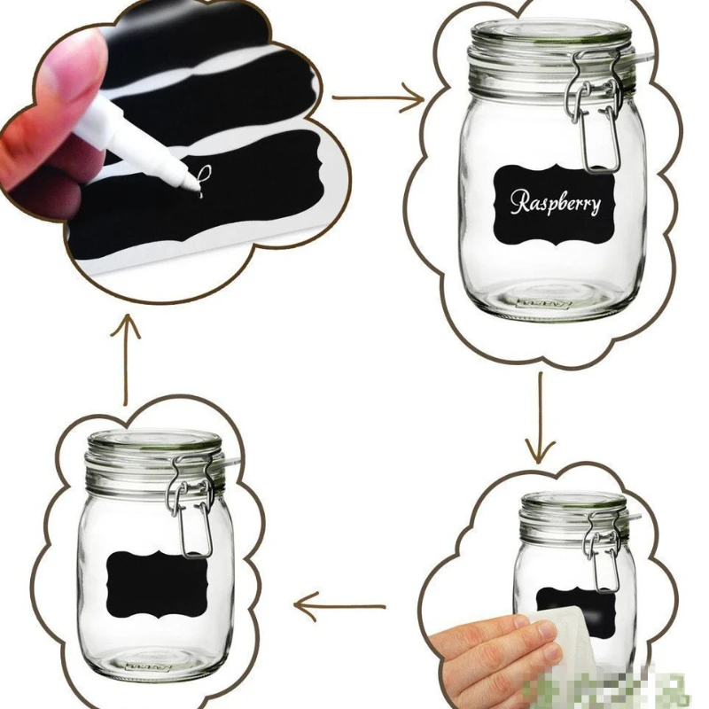 20/60 PCS 5x3.5cm Erasable Chalkboard Labels Sticker For Kitchen Jars Stickers Removable Waterproof Blackboard Sticker Label