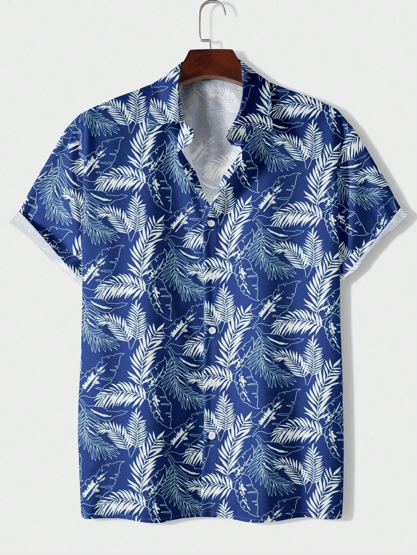 

Hawaiian Tropical Botanical Print Men's And Women's Fashionable Lapel Shirts Short Sleeve Button-Down Shirts Seaside Tops