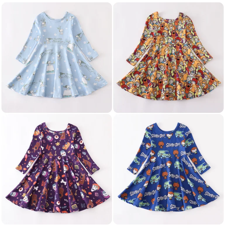 Girlymax Fall Winter Girls Long Sleeve Dress Set Girls Casual Dresses