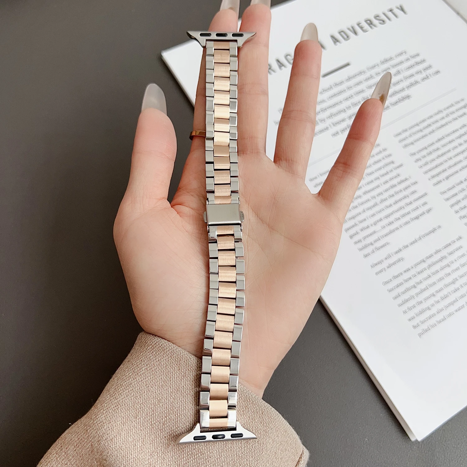Schlankheitsarmband für Apple Watch 42 mm 41 mm 38 mm 40 45 44 S10 46 Ultra 49 mm Herren- und Damenarmbänder für iwtach 456987 – Detail 9