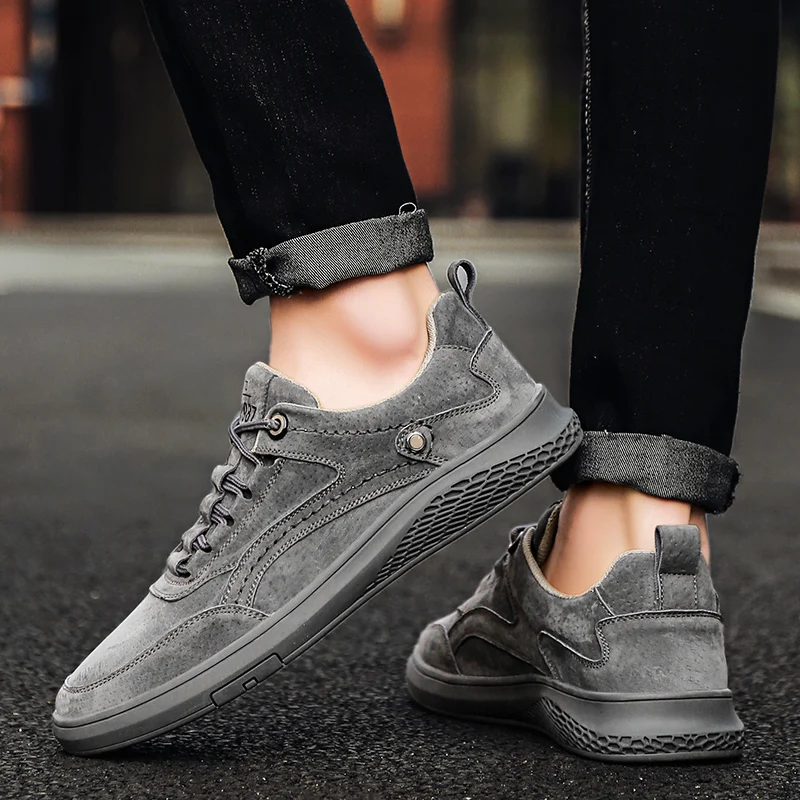 Men Fashion Genuine Leather Loafers Breathable Autumn Lace Up Comfortable Casual Outdoor Sneakers Shoes 47 mens shoes