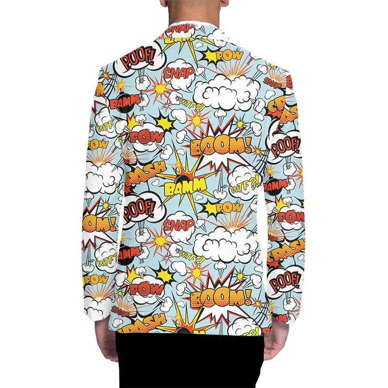 Men 3D graffiti print blazers Boys Costum Oversize Fashion Summer Male Casual office Jackets Blazers Suits Harajuku streetwear