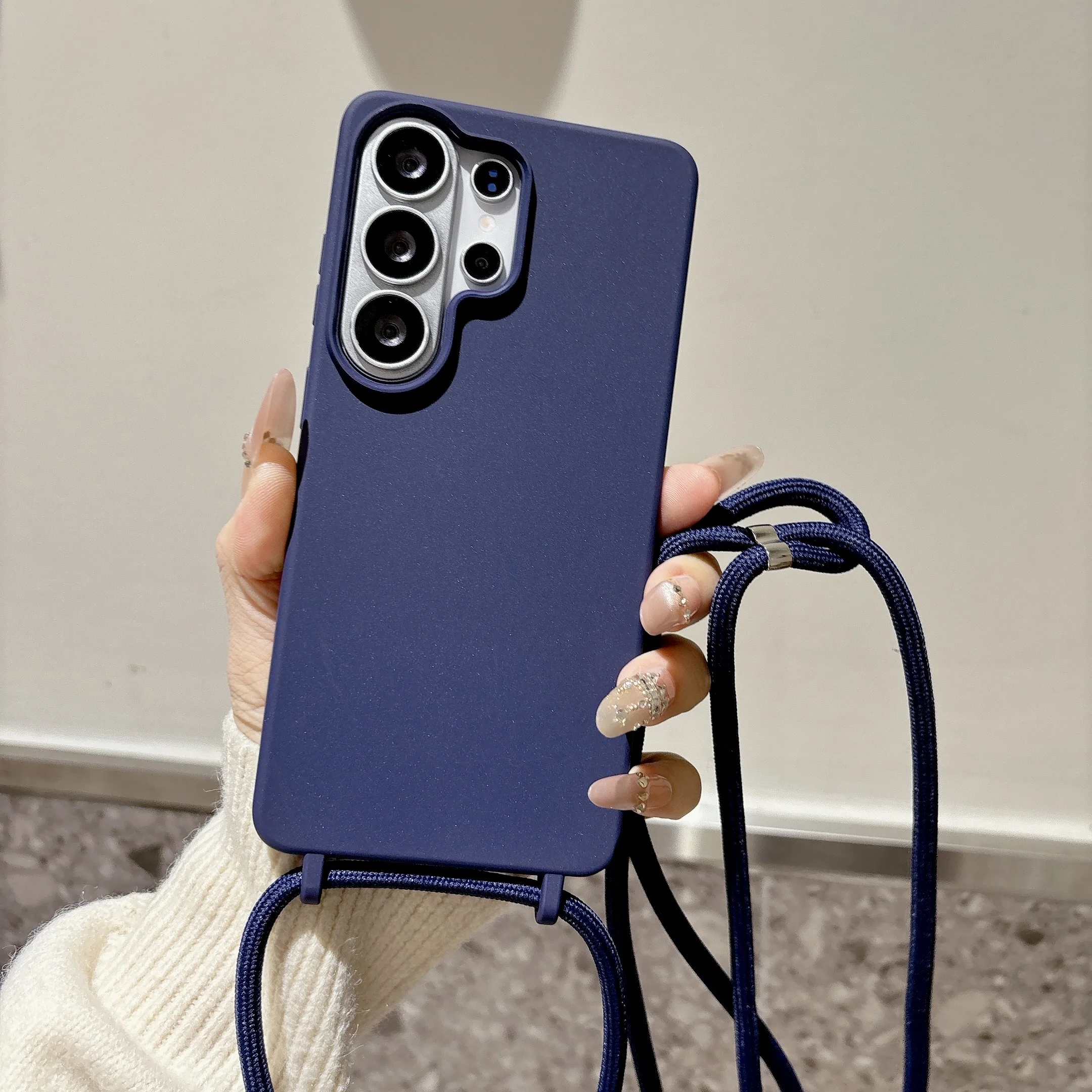 Matte Silicone Crossbody Lanyard Phone Case with Strap Cover